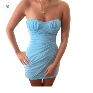 Blue strapless preppy pallets homecoming dress size small